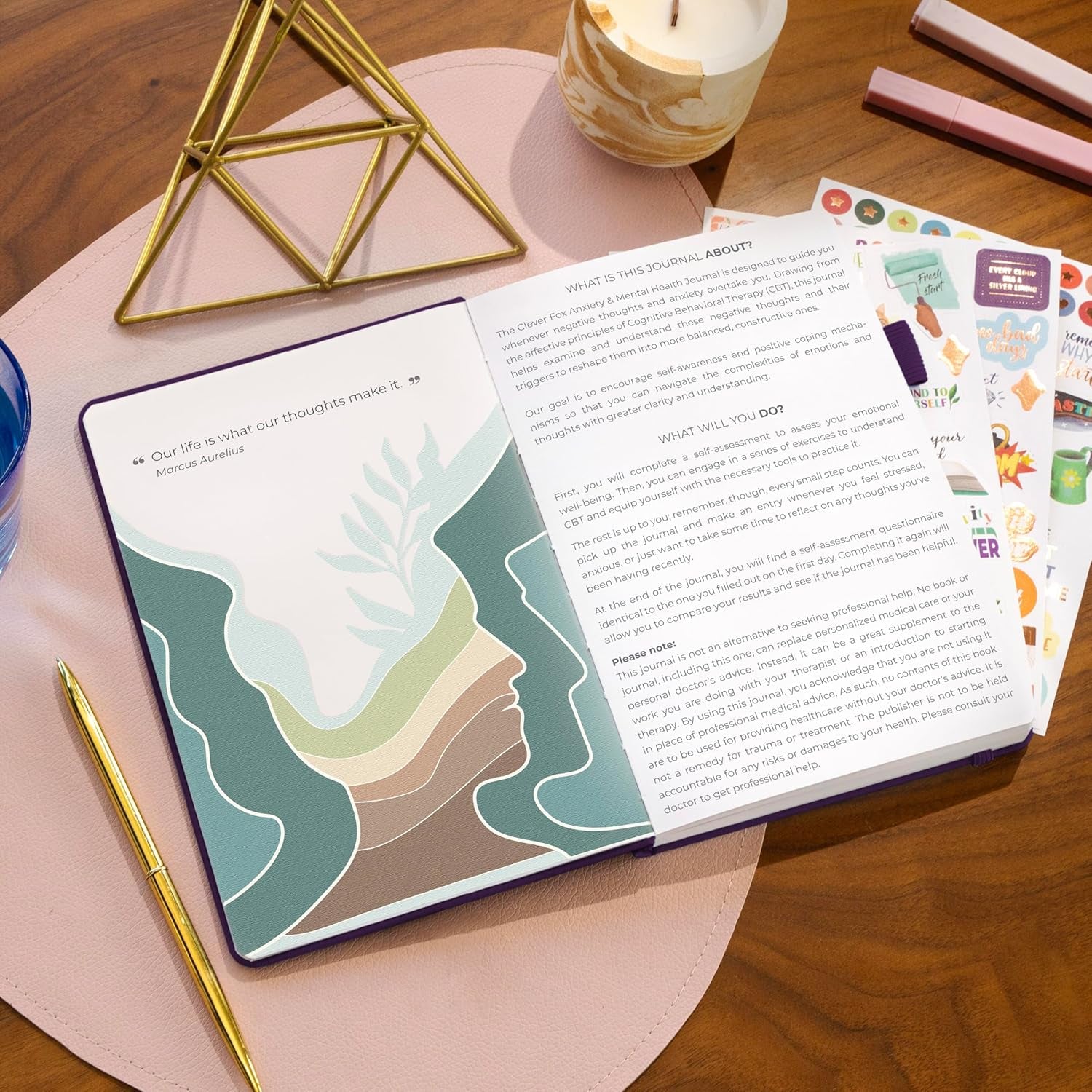 Mental Health & Anxiety Journal – Guided CBT Journal with Prompts for Self Help & Stress Relief – Mood & Emotion Tracker (Purple)