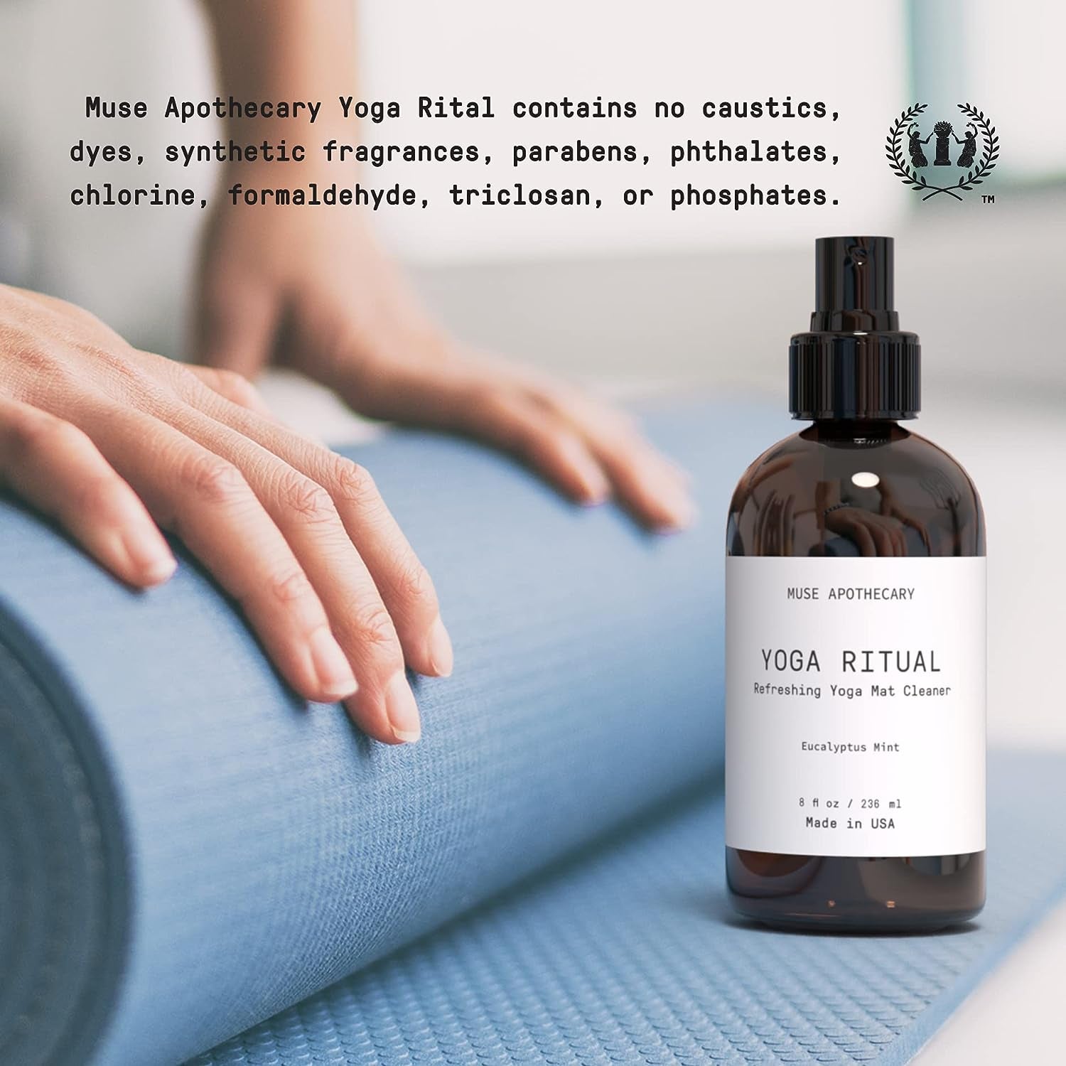Yoga Ritual - Aromatic and Refreshing Yoga Mat Cleaner, 8 Oz, Infused with Essential Oils - Eucalyptus Mint, 2 Pack