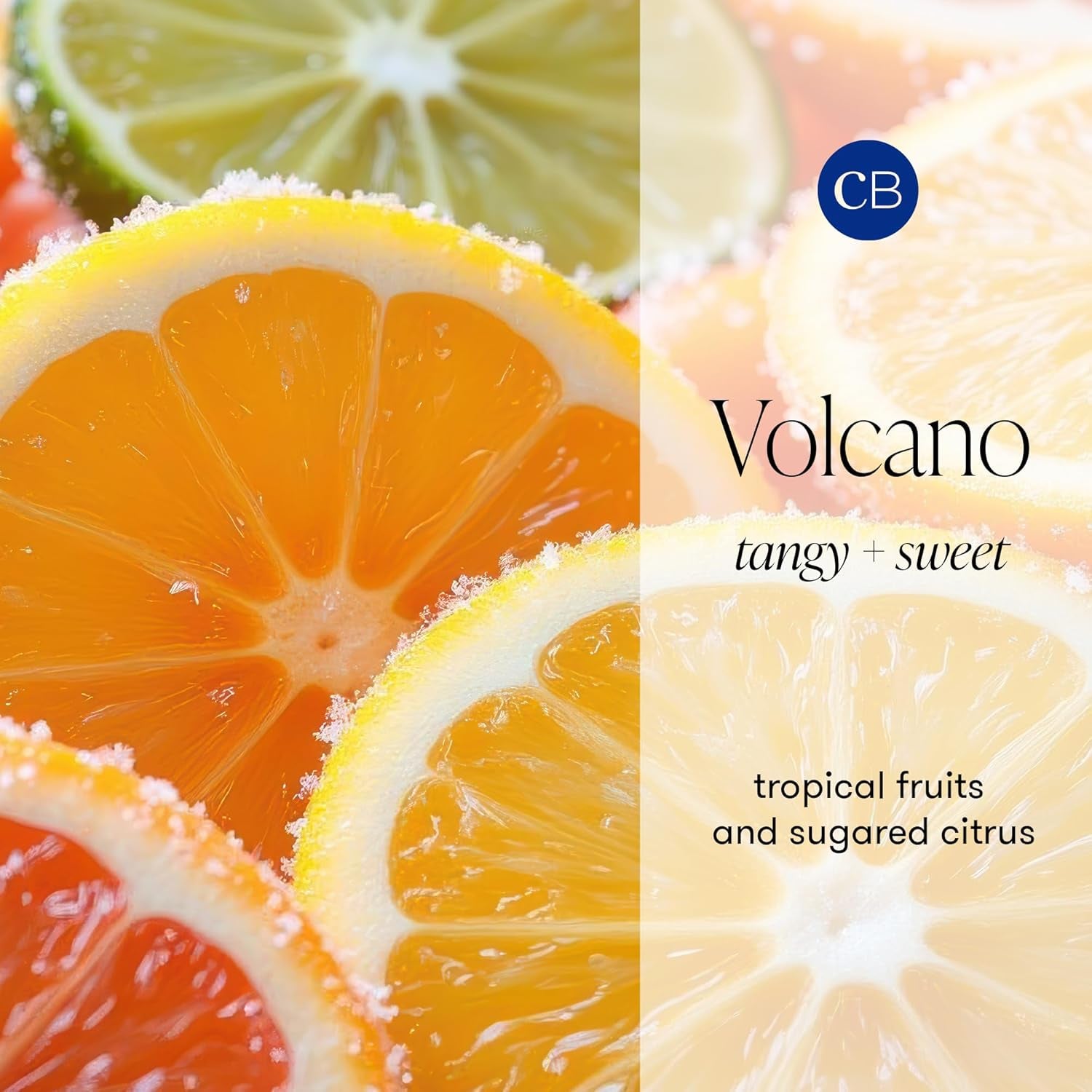 Volcano Scented Candles - Luxury Glass Jar Candles for Home Scented with Tropical Fruit & Sugared Citrus - Soy Wax Blend - Blue Color (19 Oz)