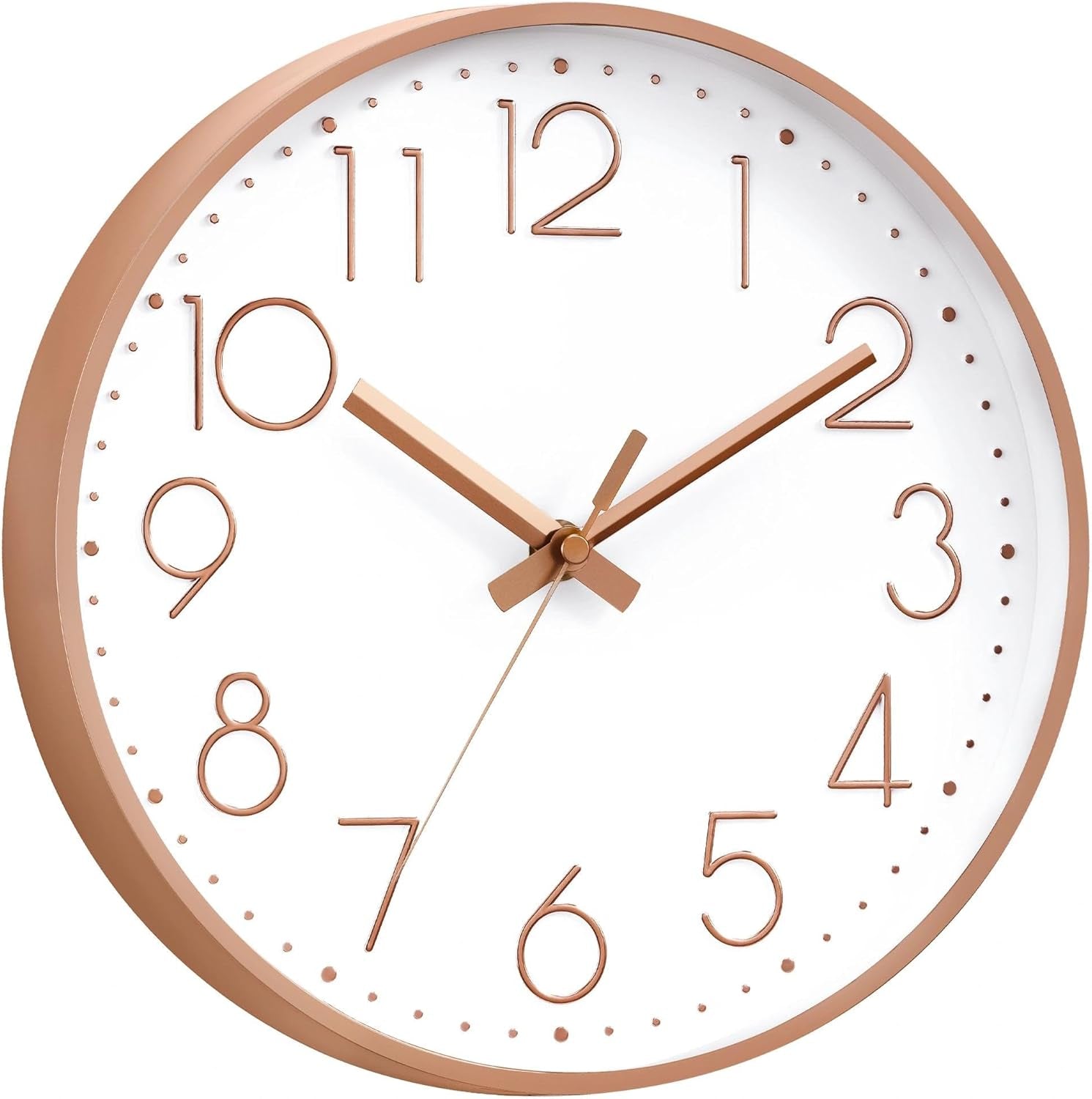 Wall Clock - 8 Inch Silent Non-Ticking Modern 3D Wall Clocks Battery Operated - Decorative Clock for Kitchen, Home Office, Bathroom, Bedroom(Rose Gold)