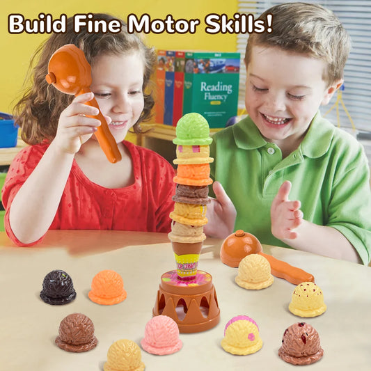 Children Simulation Food Kitchen Toy Ice Cream Stack up Play Kids Pretend Play Toys Educational Toys for Baby Gifts