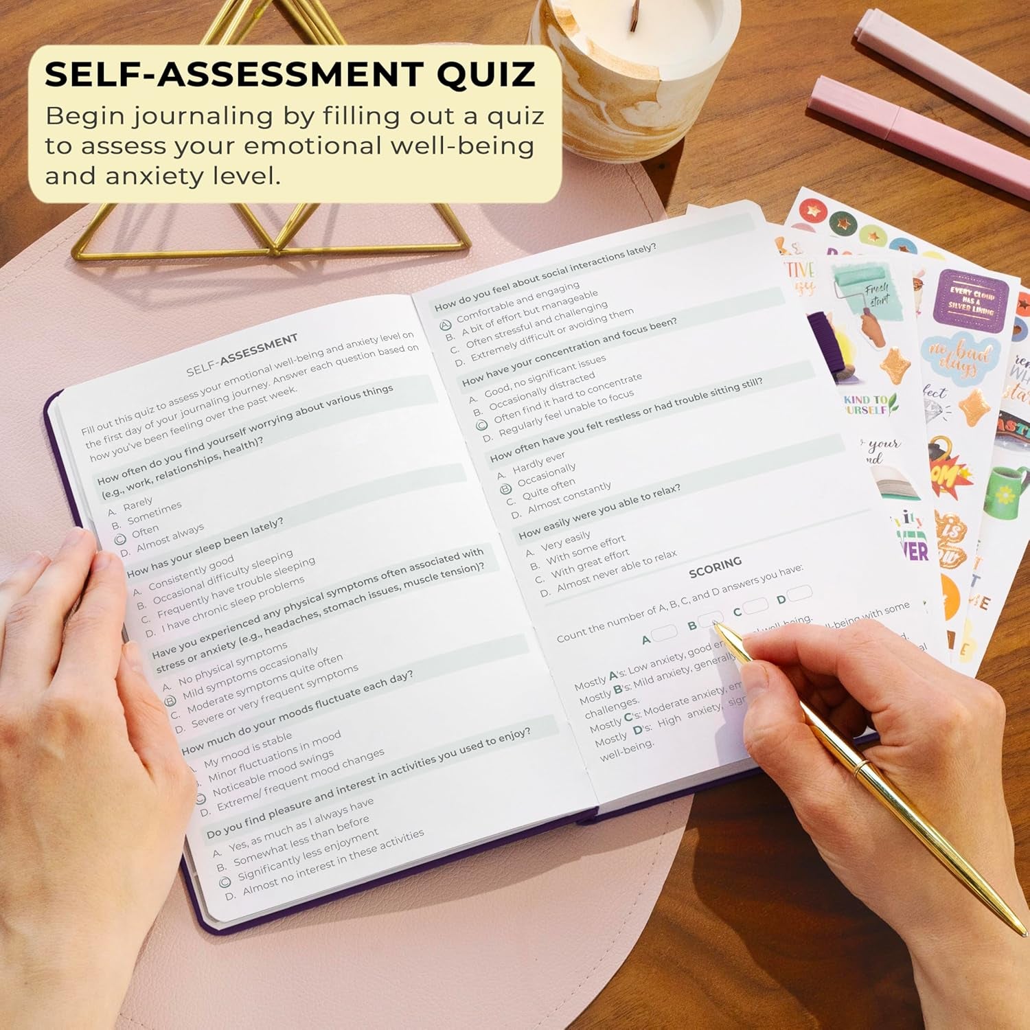 Mental Health & Anxiety Journal – Guided CBT Journal with Prompts for Self Help & Stress Relief – Mood & Emotion Tracker (Purple)