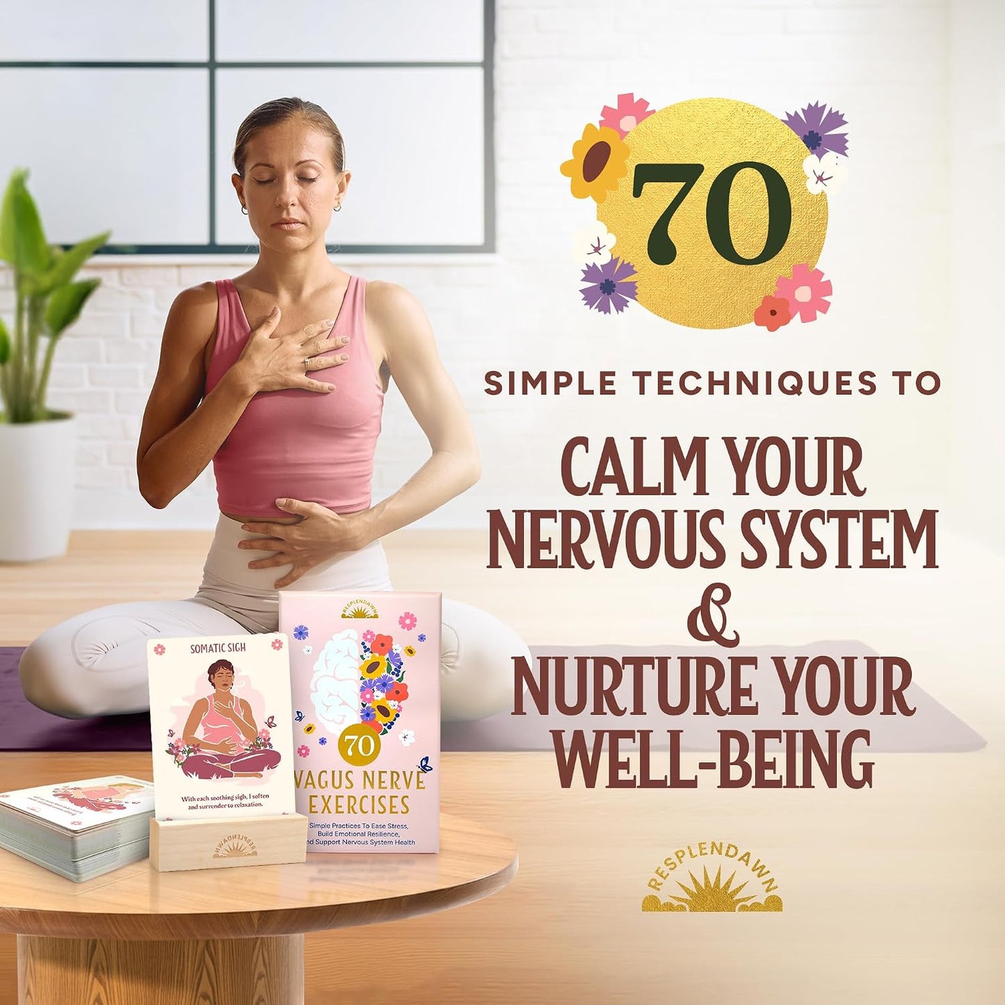 70 Vagus Nerve Exercises - Cards for Nervous System Regulation - Polyvagal Theory Techniques to Reduce Stress & Anxiety on 3.5" X 5" Cards - Breathwork, Mindfulness, Movement & Sensory Exercises