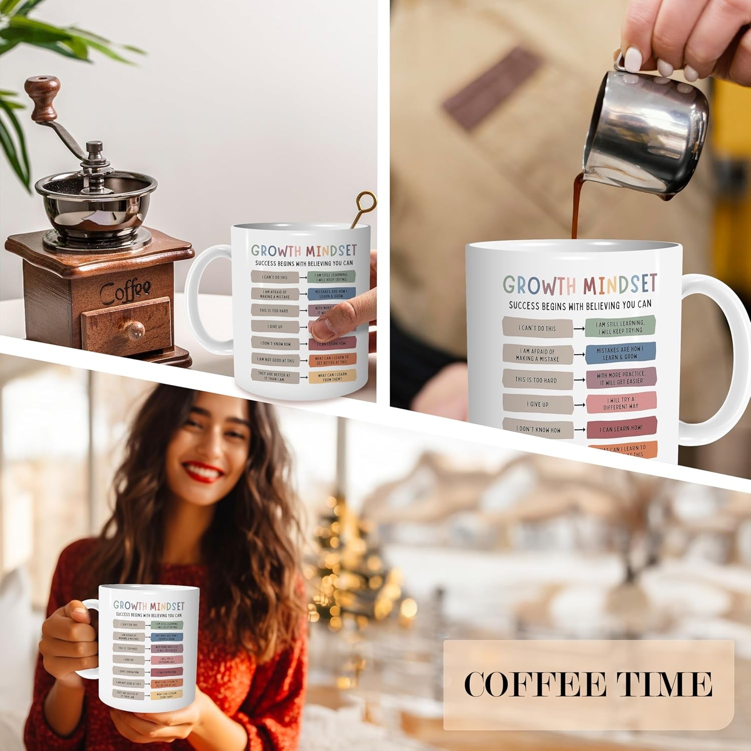 Motivation Coffee Mug, Growth Mindset Positive Mental Health Ceramic Mug, New Job Gifts, Gift for Parents Teachers Therapists and Psychologists