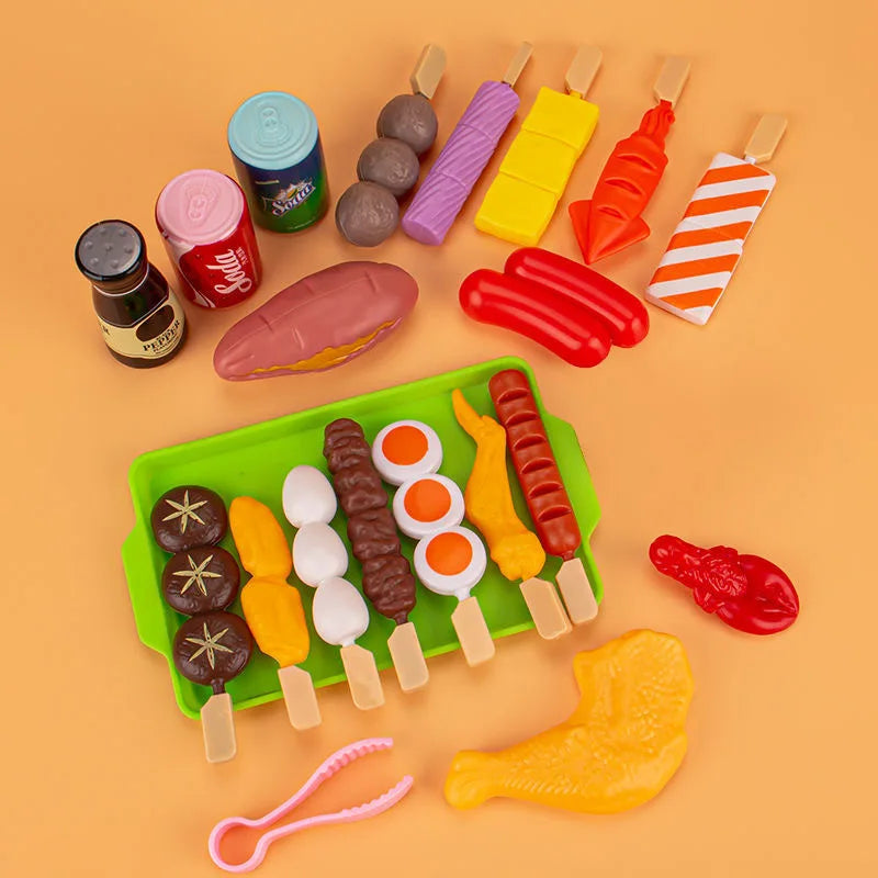 Baby Pretend Play Kitchen Kids Toys Simulation Barbecue Cookware Cooking Food Role Play Educational Gift Toys for Children