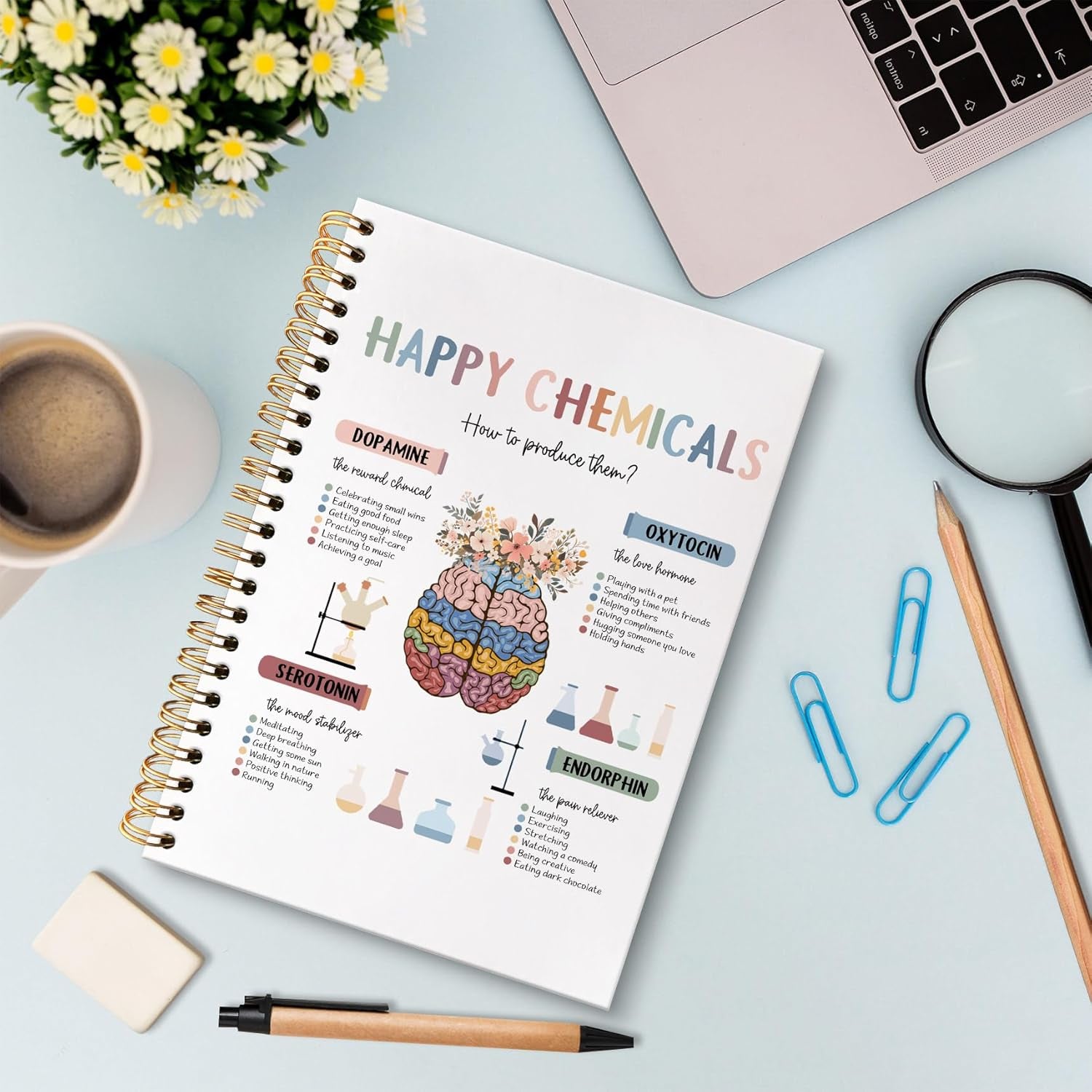 Mental Health Office Boho Notebook Journal, Psychologist Therapist Gift Journal for Women, Therapy Notebooks for Note Taking, Positive Affirmations Hardcover Spiral Notebook, 5.5X8.3 Inch