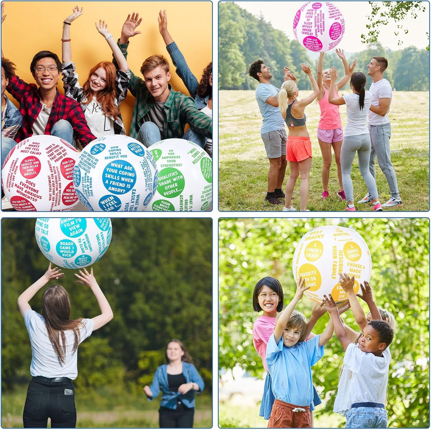 6 Pcs Coping Skills Balls 24 Inch How to Cope with Anxiety Social Conversation Skill Self Esteem Anger Management for Adult Fun Group Therapy Tool Games Activity