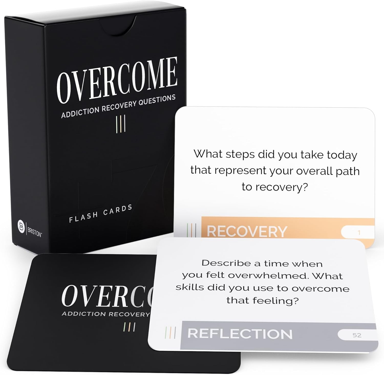 Overcome Addiction Recovery Flash Cards – 70 Therapy Question Cards for Group Counseling & Mental Health – Reflection Prompts for Sobriety, Relapse Prevention, Substance Abuse Recovery Support