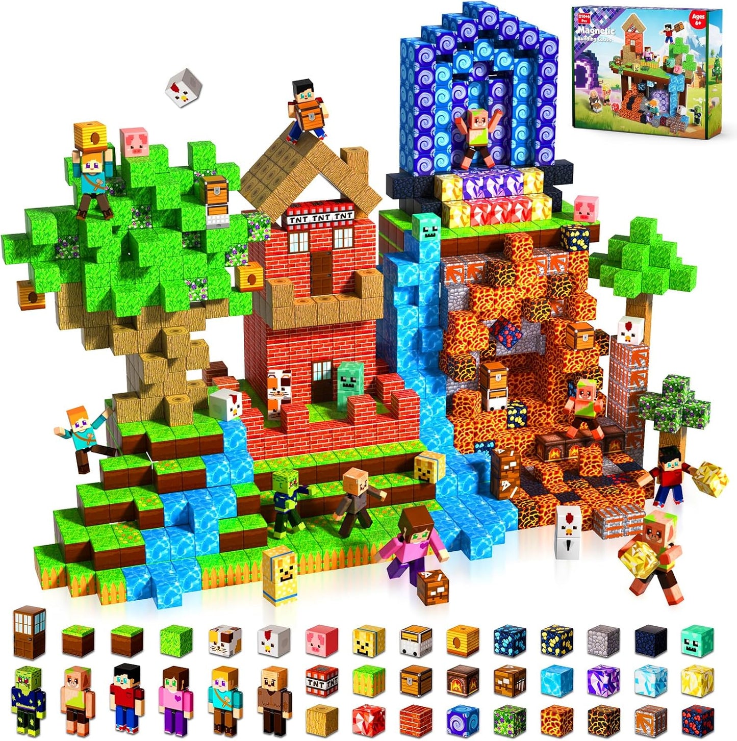 20 Pcs Magnetic Action Figures Playset - Magnetic Building Blocks, Magnet Cubes and Rotatable Figures Character Toys for Kids, Birthday Gift for 6+ Year Old Boys Girls (Patent Pending)
