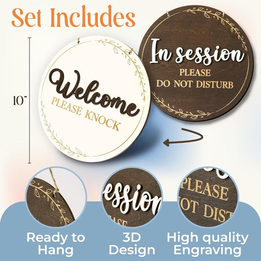 in Session Door Sign for Therapists - Please Do Not Disturb Sign for Office Door, Therapy Session in Progress Doors Signs, Welcome Please Knock Signs for Doors, Massage Therapy Decor