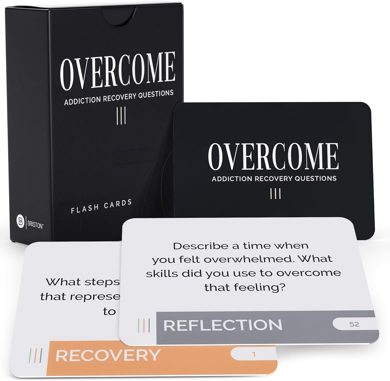 Overcome Addiction Recovery Flash Cards – 70 Therapy Question Cards for Group Counseling & Mental Health – Reflection Prompts for Sobriety, Relapse Prevention, Substance Abuse Recovery Support