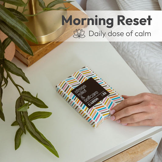 52 Stress Less & Self Care Cards - Mindfulness & Meditation Exercises - Anxiety Relief & Relaxation