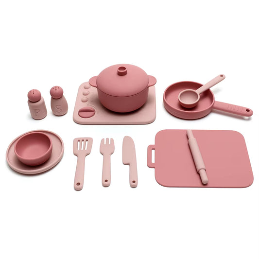 13 Pcs Set Silicone Cooking Play Set Toy Pretend Play Kitchen Tool Play Game Early Educational Toys for Toddlers Kids Gifts