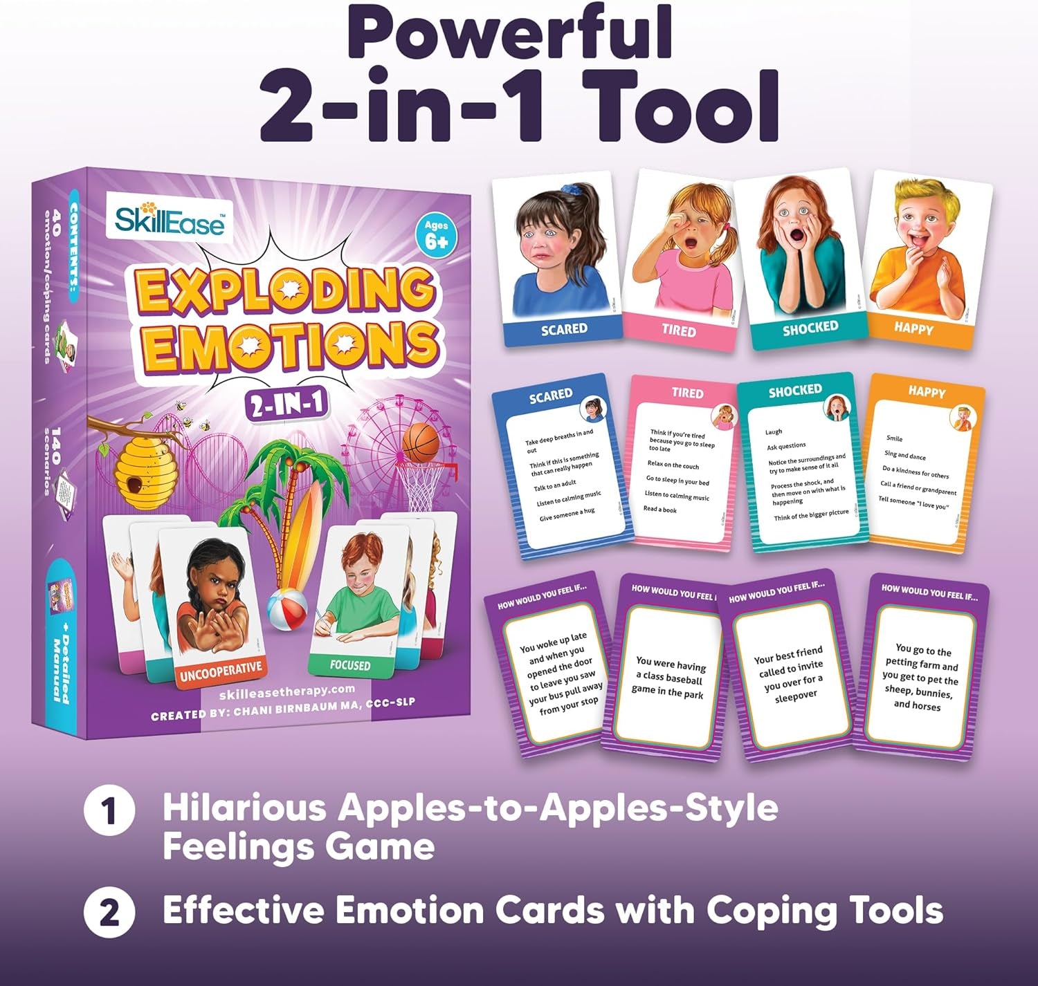 Exploding Emotions Flashcards and Game: 2 in 1, Hilarious Family Fun, Social Emotional Learning, Feeling Cards for Kids, Teaches Social Skills, Autism