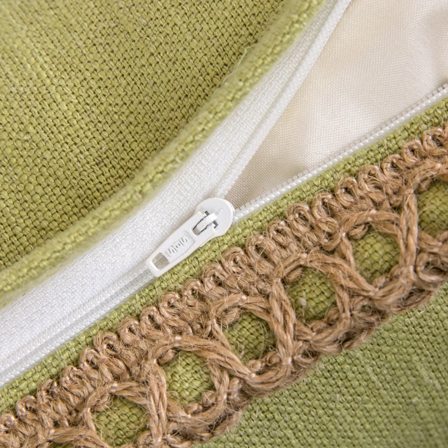 Linen Trimmed Farmhouse Series Decorative Throw Pillow, 22" X 22", Water Green, 1 Pack