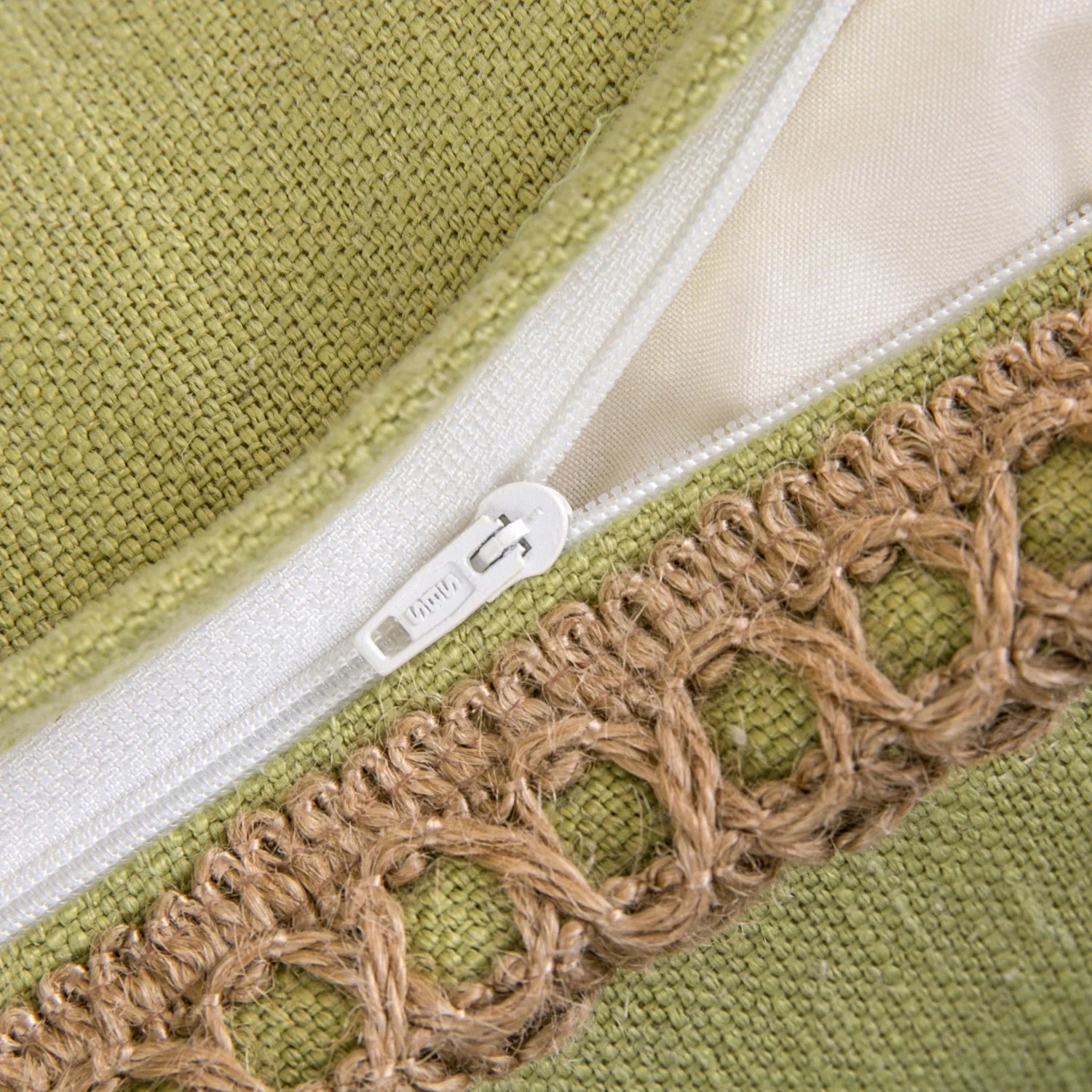 Linen Trimmed Farmhouse Series Decorative Throw Pillow, 22" X 22", Water Green, 1 Pack