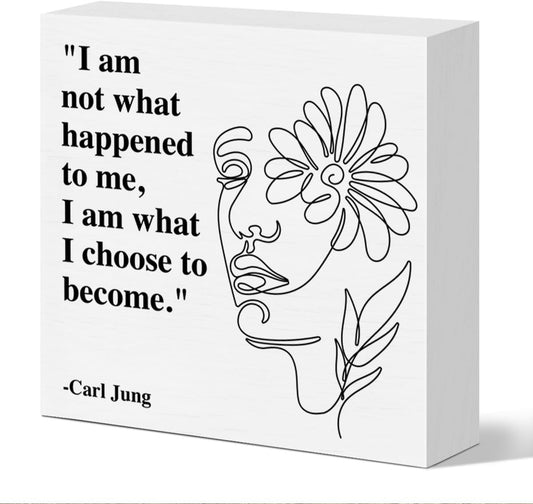 Therapy Office Desk Decor Wooden Box Sign, Mental Health Decor for Home School Counseling Decoration Mental Health Gift for School Counselor Psychologist Therapist, I Am What I Choose to Become