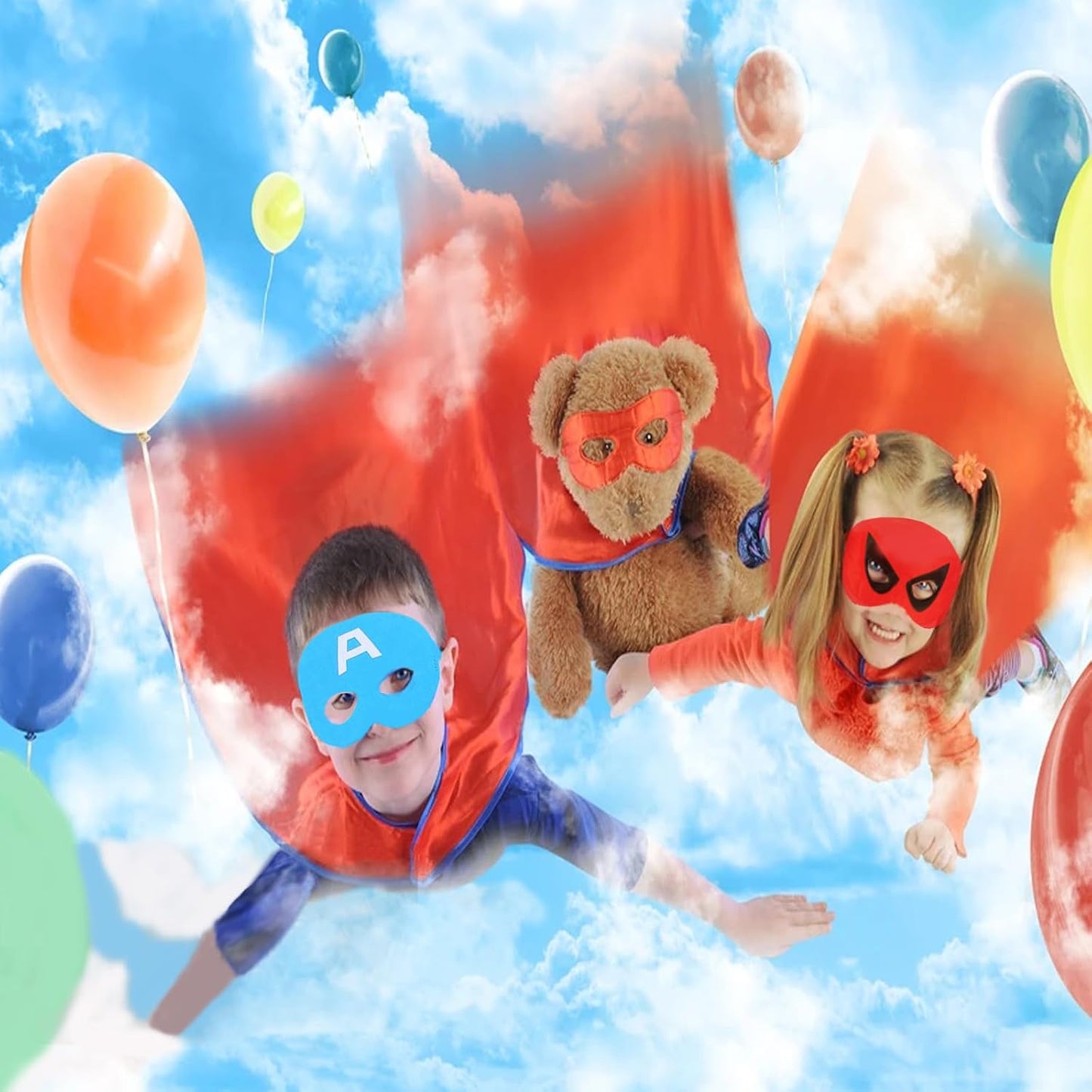Kids Superhero Capes Satin Cosplay Cape Dress up Cloak for Boys Girls Birthday Halloween Party Supplies(4 Pack)