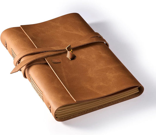Leather Journal Notebook - Genuine Leather Journals for Writing 5X7.1 Inches, Vintage Journal for Women and Men, Artist,Travel Journal,Brown