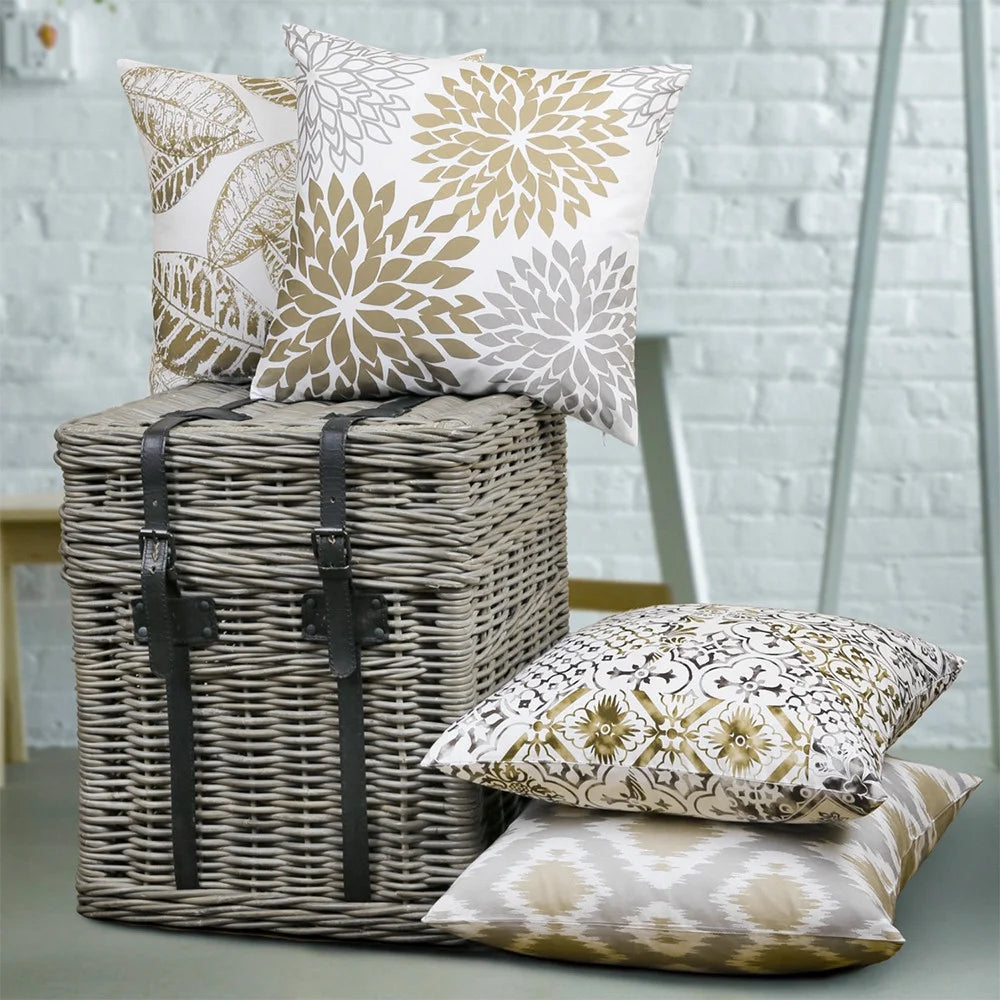 New Living Series Double-Sided Design Decorative Throw Pillow Cover, 18" X 18", Brown, 4 Pack