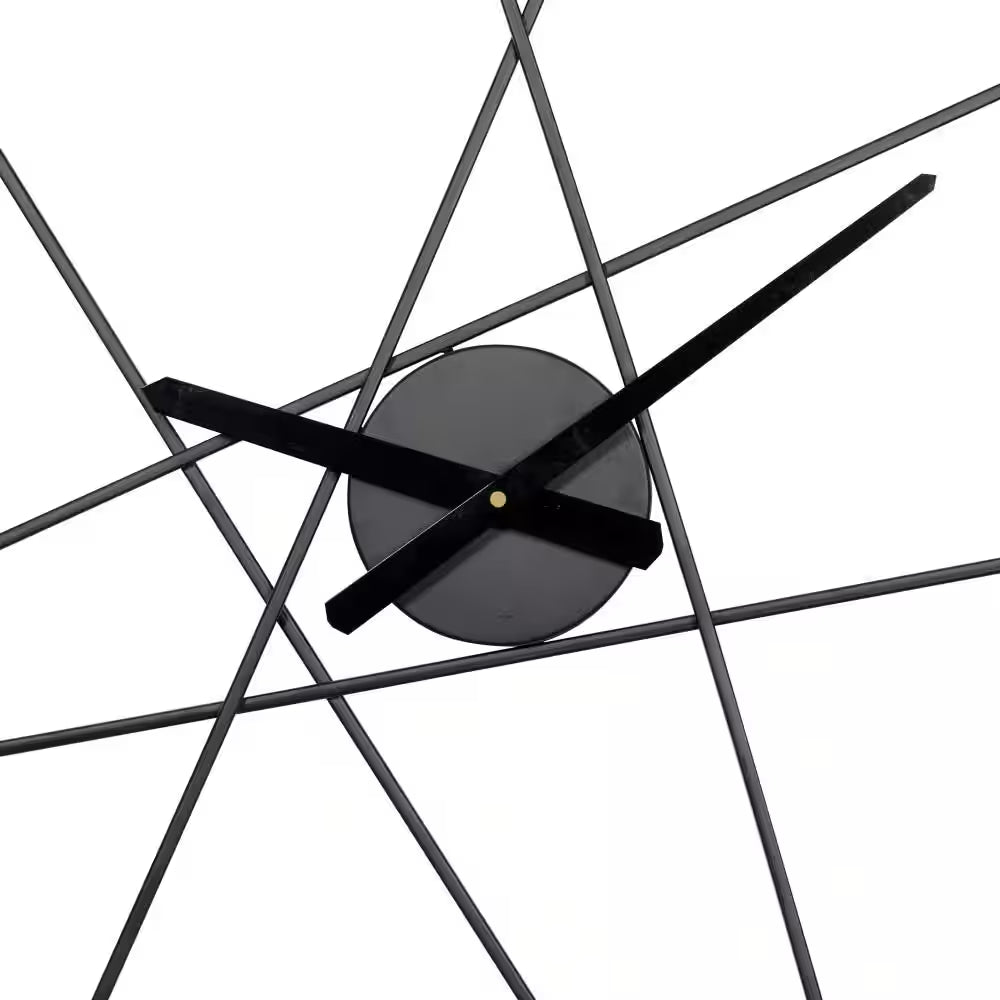 Black Metal Open Frame round Analog Wall Clock
