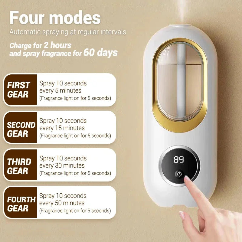120Ml Wall Mounted Essential Oils Diffuser Aroma Diffuser 4 Modes Air Freshener with Night Light Toilet Home Room Fragrance Gift
