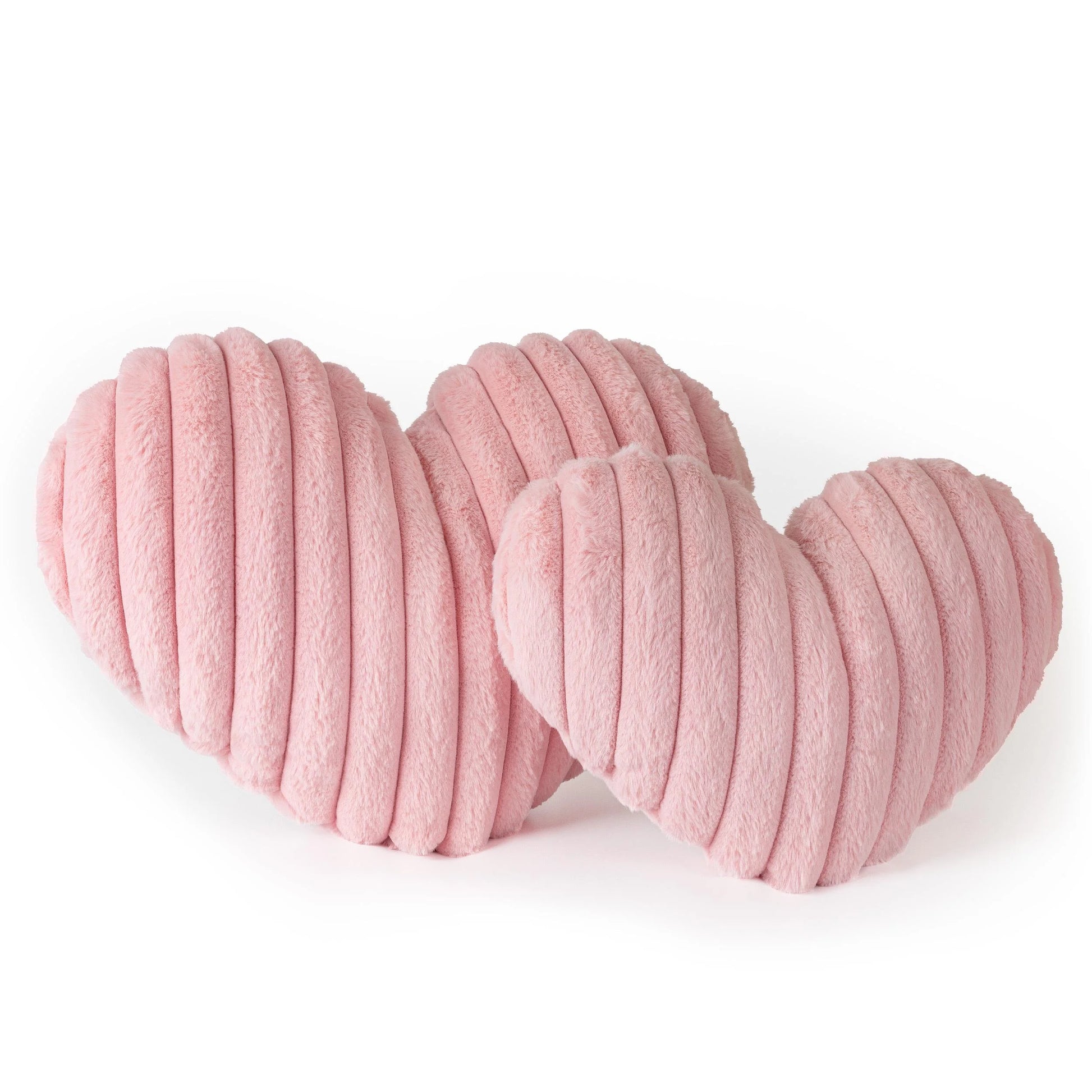 Heart Shaped Pillow, Set of 2, Heart Decorative Throw Pillows, Faux Fur Love Pillows Cute Pillow 20 & 16 Inches, Valentines Day Decorations, Wedding Decor, Pastel Pink