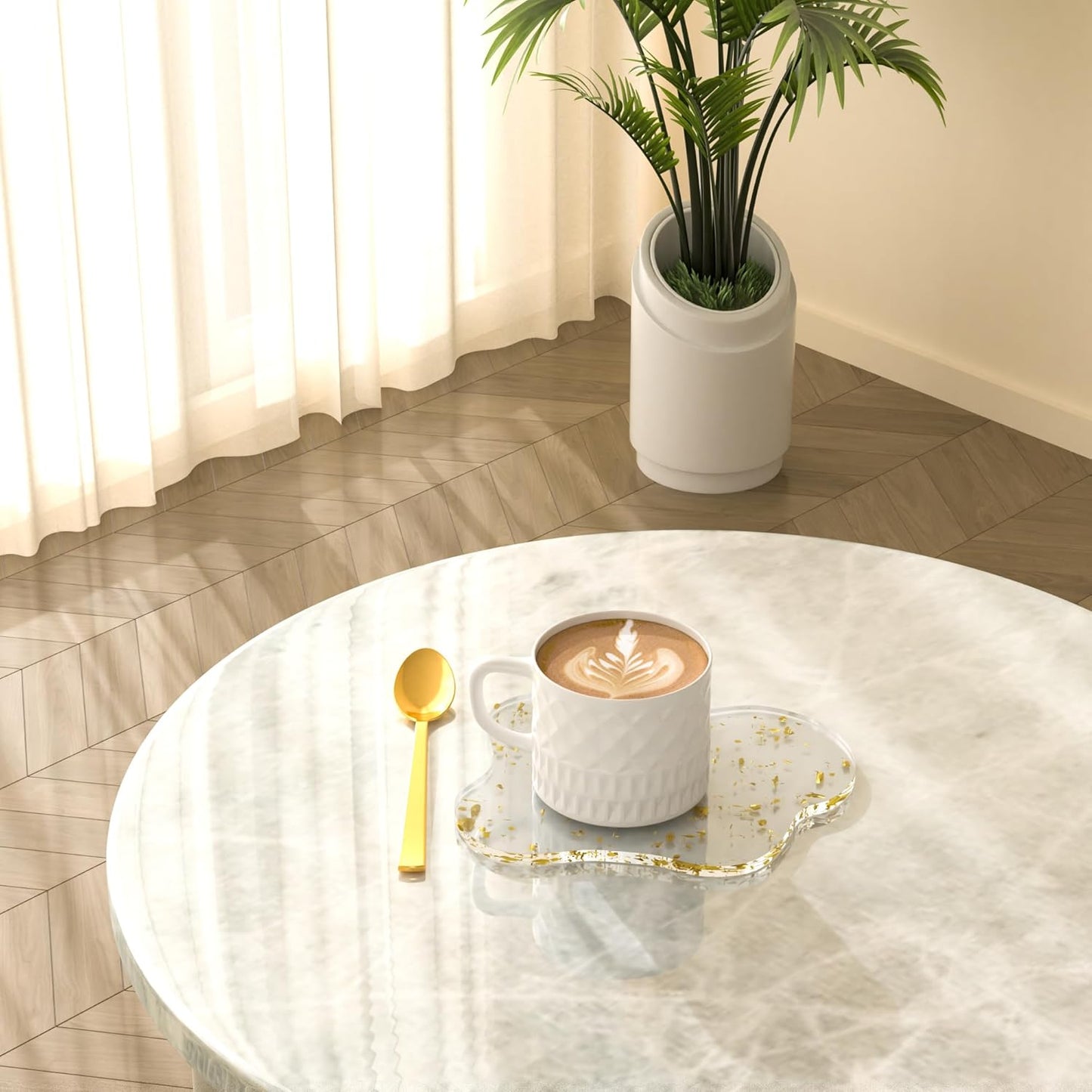 Acrylic Coaster Decorative Plates, Irregular Bar Drink Coaster, Clear Cloud Shape Coffee Cup Coaster, Perfect for Tabletop Protection and Accessories Display.(Gold)