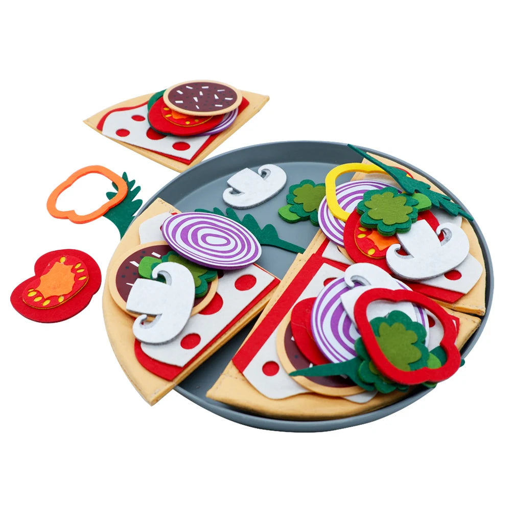 Play Kitchen Felt Pizza Toys for Kids Pretend Play Pizza Game Early Educational Felt Food Toys Role Play for Kids Girls Boys
