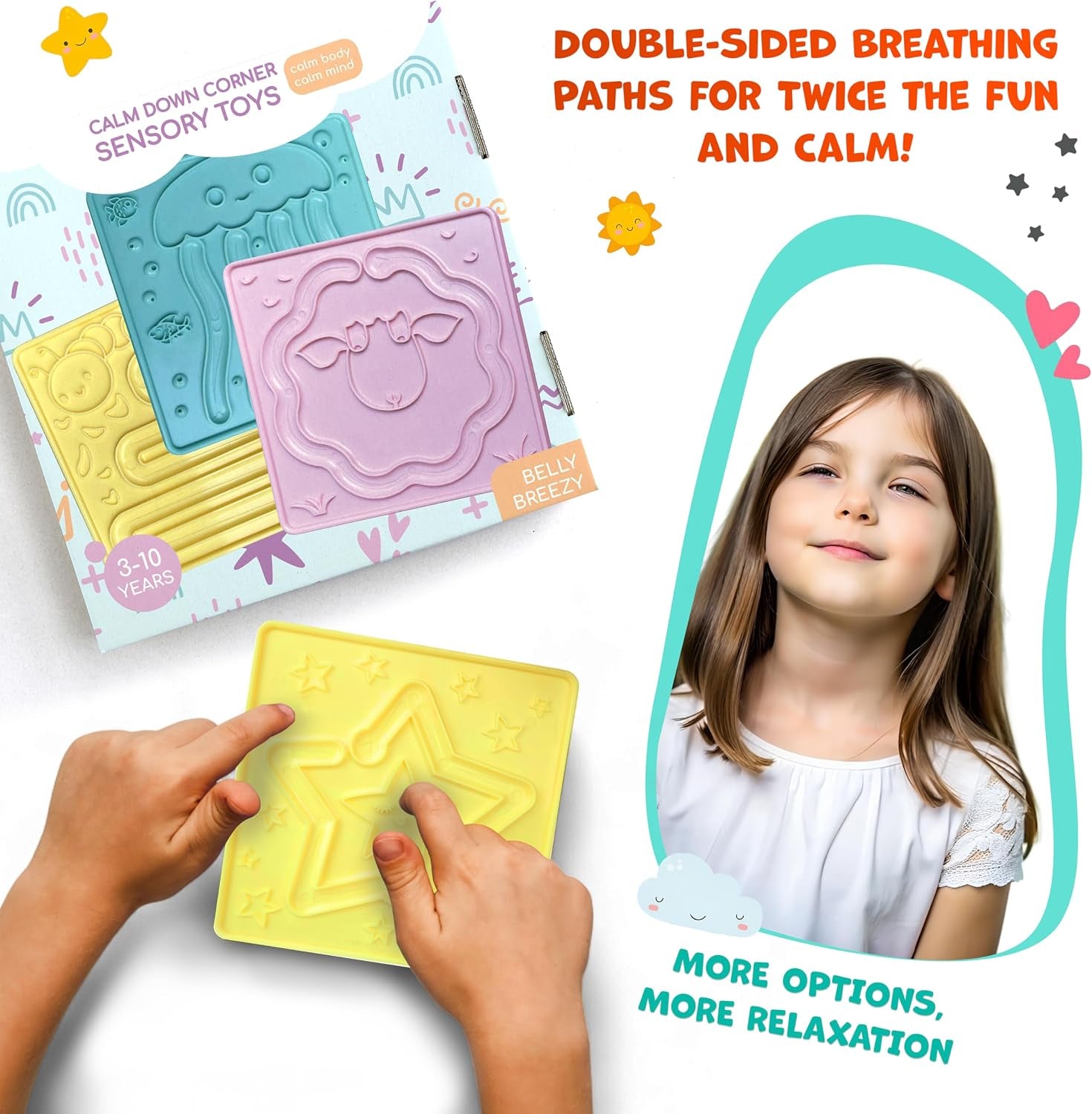Maze Set Breathing Toys, Calm down Corner Supplies | Double Sided Tracing Mazes, Sensory Toy That Supports Focused Breathing, Builds Attention & Social Emotional Learning