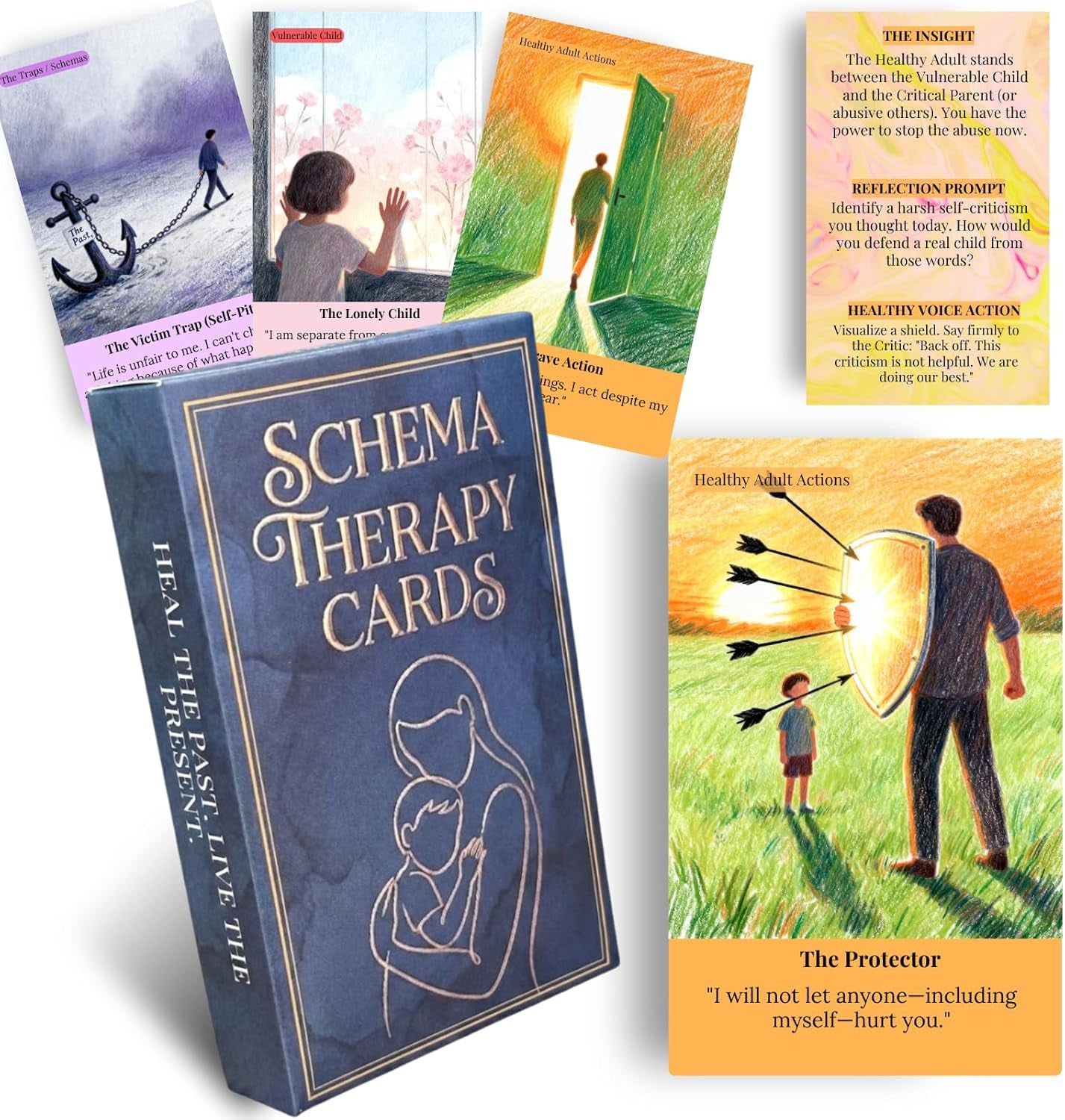 Schema Therapy Cards for Inner Child Healing & Emotional Regulation – 52-Card Deck to Break Negative Patterns, Silence the Inner Critic, and Nurture the Healthy Adult – Psychology Tools for Self-Care