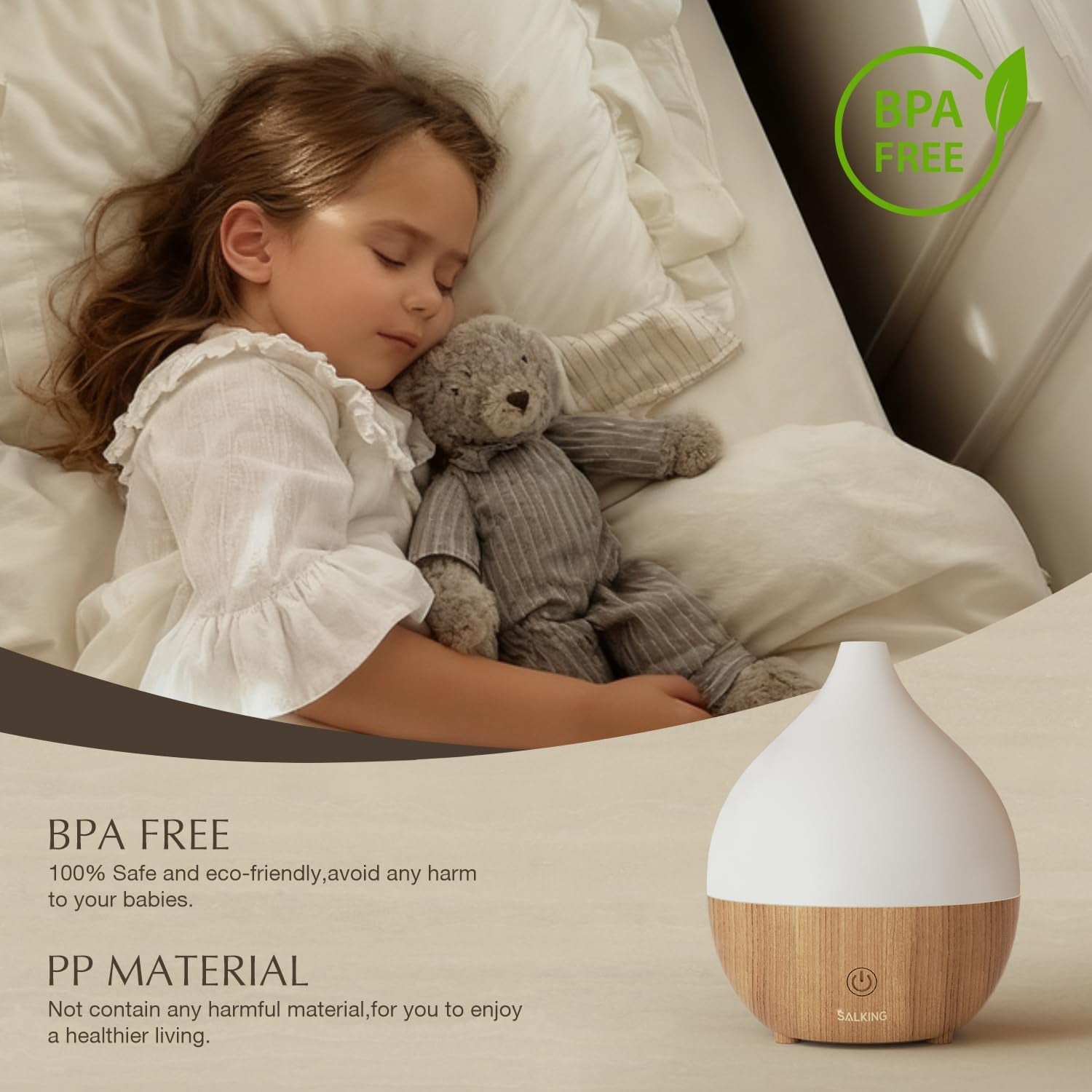 Essential Oil Diffuser, 100Ml Small Aromatherapy Diffuser with Auto Shut-Off Function, Ultrasonic Diffusers for Essential Oils, Cool Mist Humidifier with Warm White Lights, for Office Home