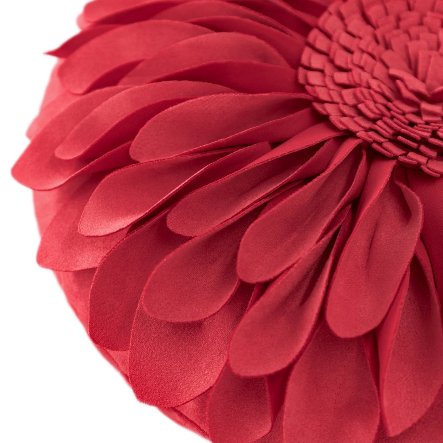 Decorative round Suede Flower Throw Pillows with Insert for Bed Sofa 14 Inch Orange Red