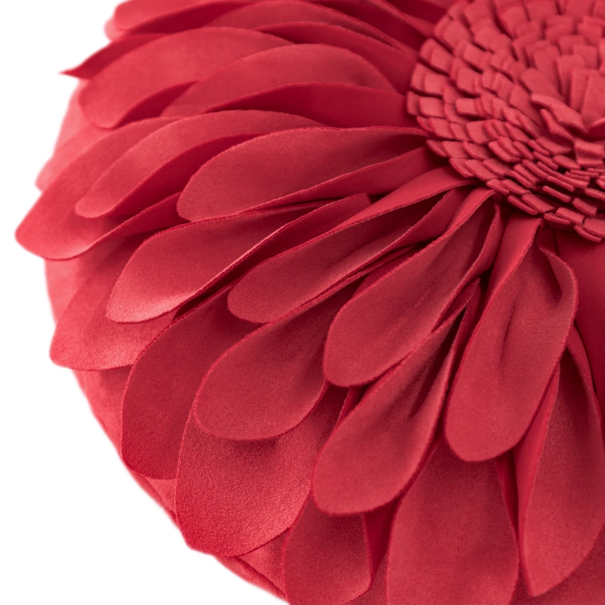 Decorative round Suede Flower Throw Pillows with Insert for Bed Sofa 14 Inch Orange Red