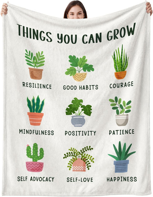 Mental Health Gifts for Women Men, Flannel Soft Inspirational Blanket Decor, Therapist Gift, Encouragement Meaningful Mindfulness Positive Uplifting Gifts for Women Men - 50" X 60"
