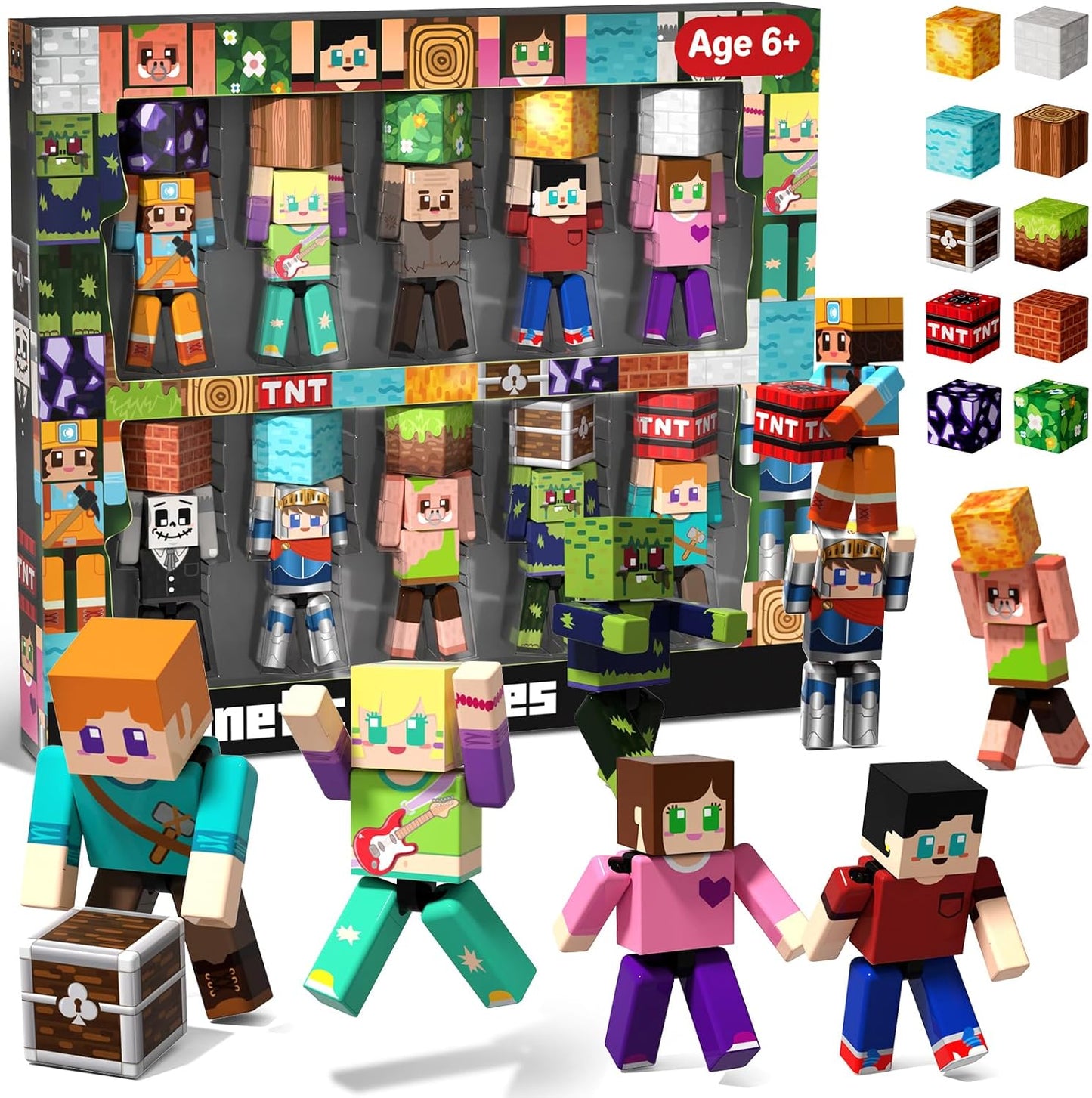 20 Pcs Magnetic Action Figures Playset - Magnetic Building Blocks, Magnet Cubes and Rotatable Figures Character Toys for Kids, Birthday Gift for 6+ Year Old Boys Girls (Patent Pending)