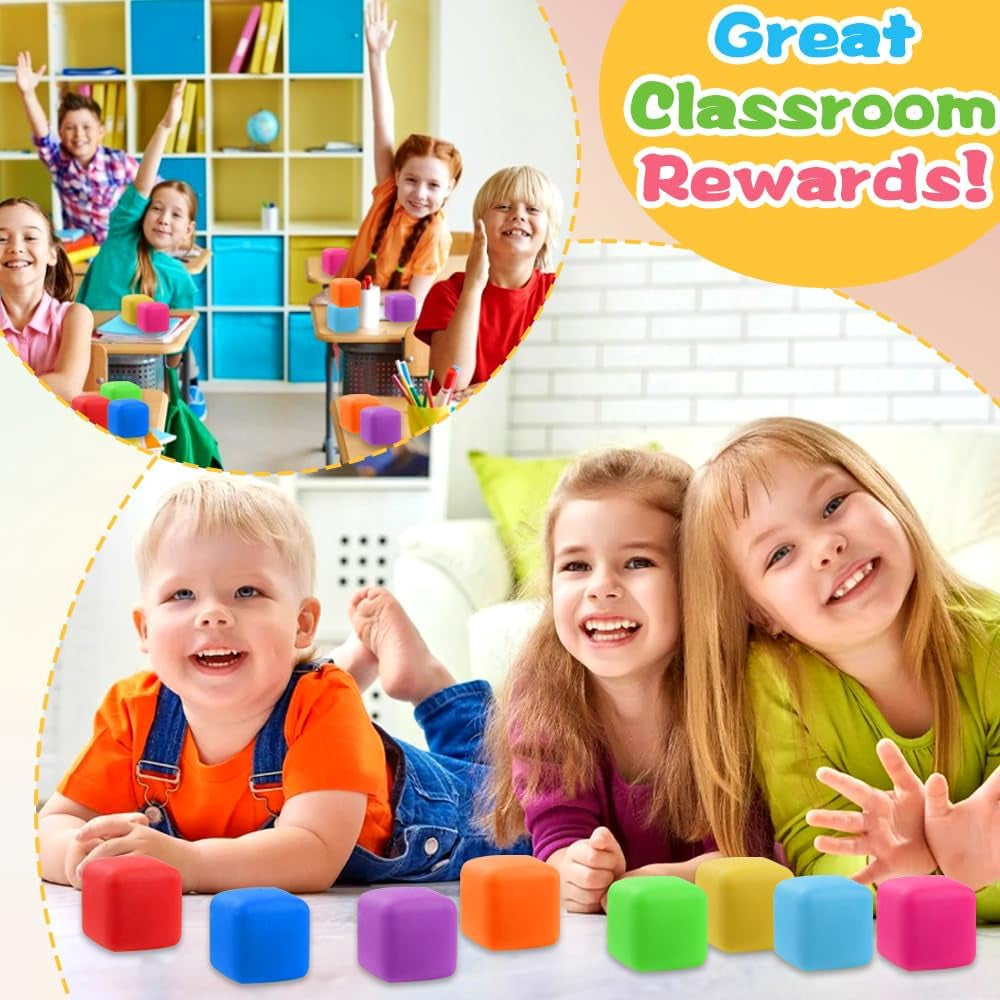 24 Pcs Stress Cube Toys 8 Colors Slow Rising Stress Balls for Kids Classroom Prizes Goodie Bags Squeeze Stretch Fidget Balls for Party Favors Adults Stress Relief