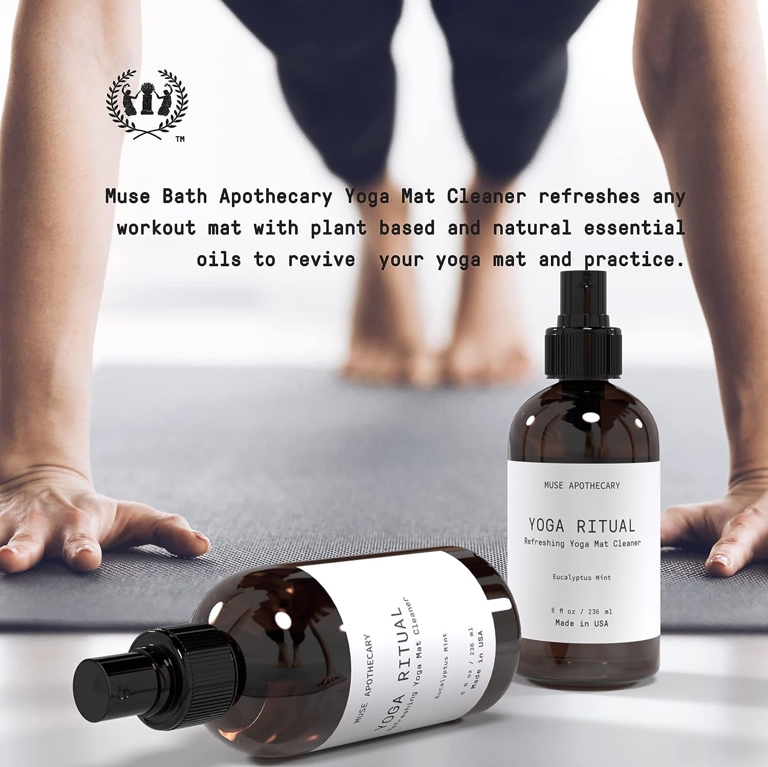 Yoga Ritual - Aromatic and Refreshing Yoga Mat Cleaner, 8 Oz, Infused with Essential Oils - Eucalyptus Mint, 2 Pack