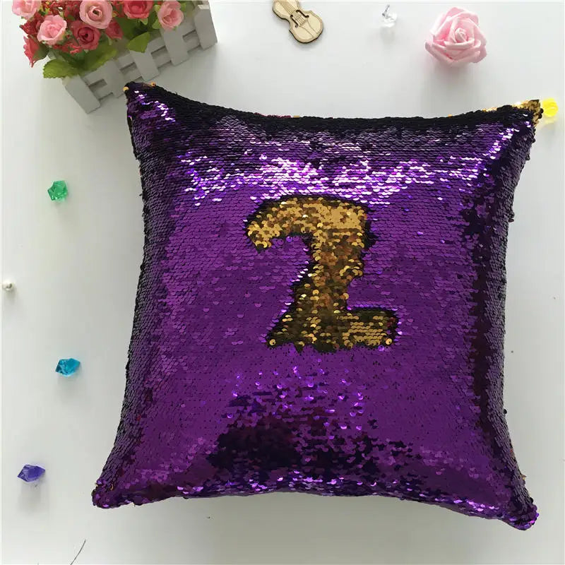 Pillowcase Decorative Cushion Cover Mermaid Sequin Colorful Square Plain Knitted Hidden Zipper Pillow Home Car Sofa 40*40Cm