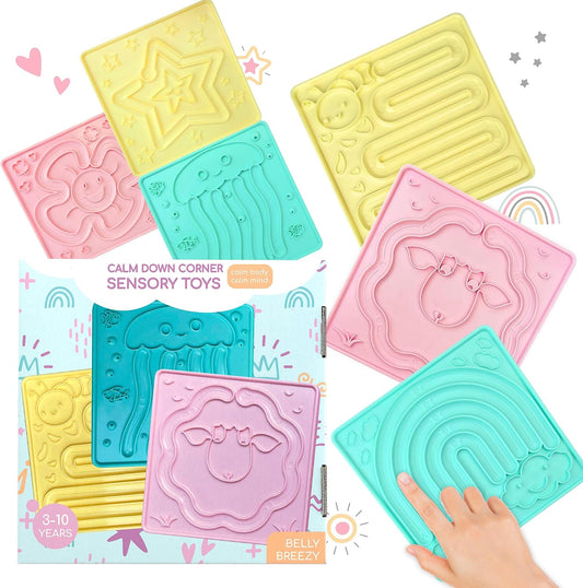 Maze Set Breathing Toys, Calm down Corner Supplies | Double Sided Tracing Mazes, Sensory Toy That Supports Focused Breathing, Builds Attention & Social Emotional Learning