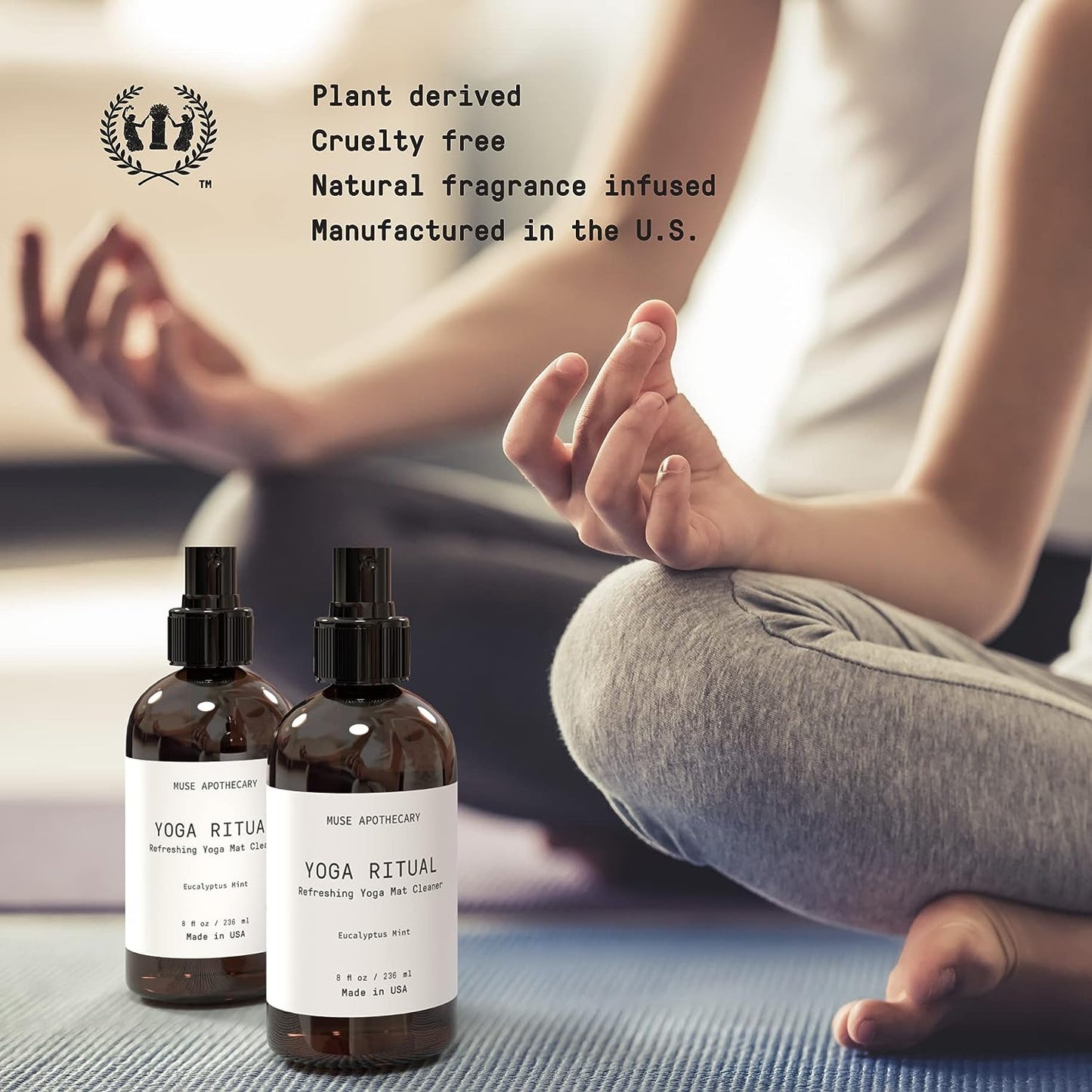 Yoga Ritual - Aromatic and Refreshing Yoga Mat Cleaner, 8 Oz, Infused with Essential Oils - Eucalyptus Mint, 2 Pack