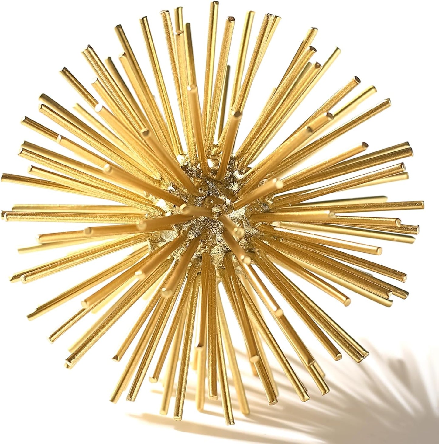 Silver Sphere Decor, Metal Starburst Tabletop Sculpture Decor, Mid-Century Modern Metal Starburst Centerpiece, Spike Ball Decoration for Home, Coffee Table Decor