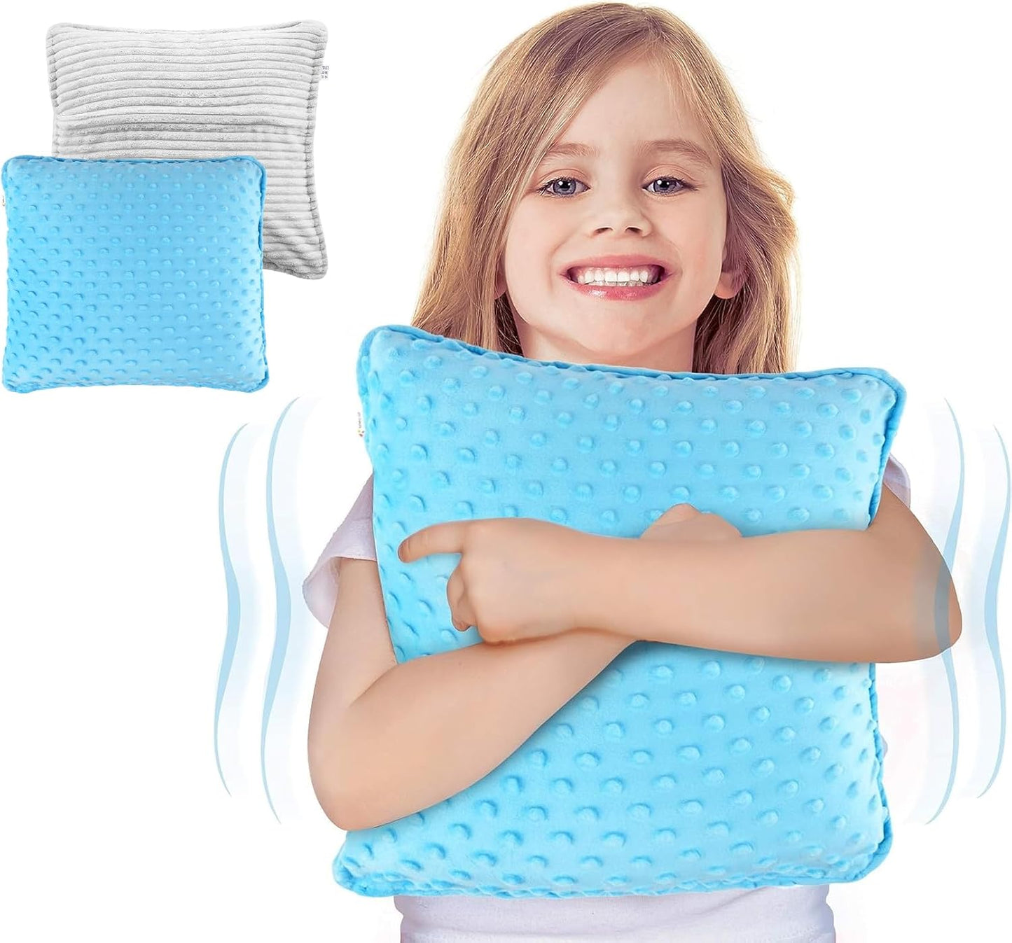 Vibrating Pillow Sensory Pressure Activated for Kids and Adults, 12” Plush Minky Soft Cover, Textured Therapy Stimulation Bumps-Vibrations, Music & Voice Recording (Purple)
