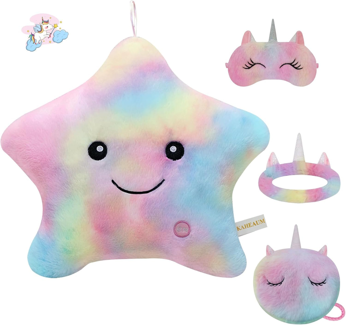 Kids Decorative Pillow,Cute Star LED Light up Pillow Gift for Girls Women Birthday Unique Throw Pillows Bedroom Couch Office Lumbar Back Cushion Purple Plush Pillow Stuffed Toy