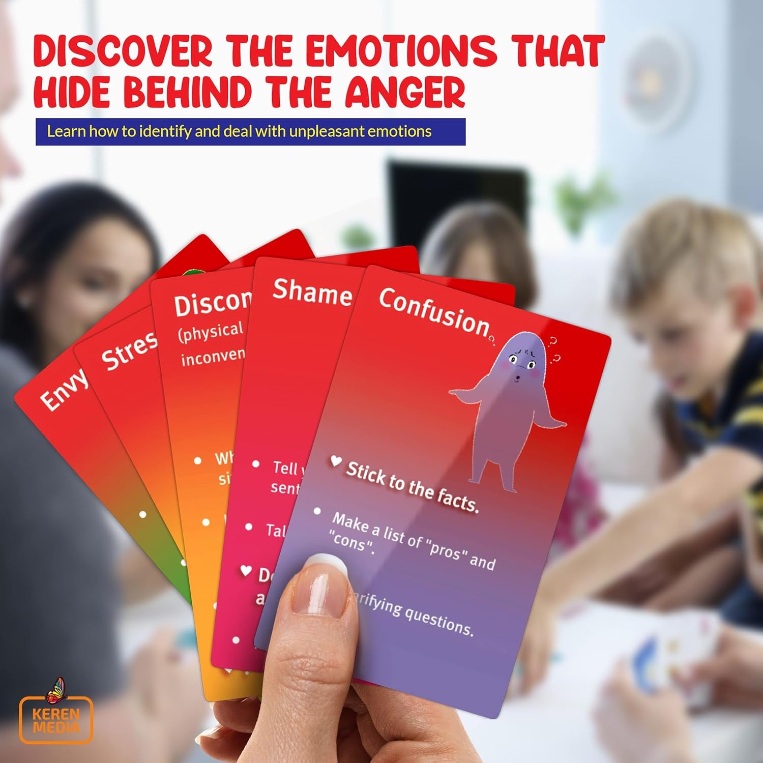 Card Game | Family Therapy Games for Teens & Kids 6+ | Anger Management for Teens | CBT Games for Counseling Emotional Regulation and Impulse Control | a Simple Go Fish Card Game