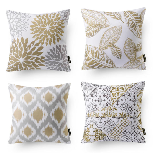 New Living Series Double-Sided Design Decorative Throw Pillow Cover, 18" X 18", Brown, 4 Pack