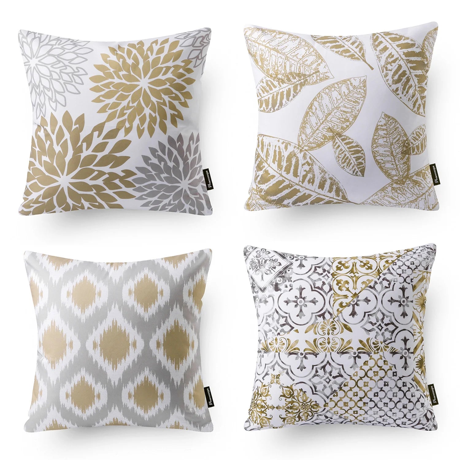 New Living Series Double-Sided Design Decorative Throw Pillow Cover, 18" X 18", Brown, 4 Pack