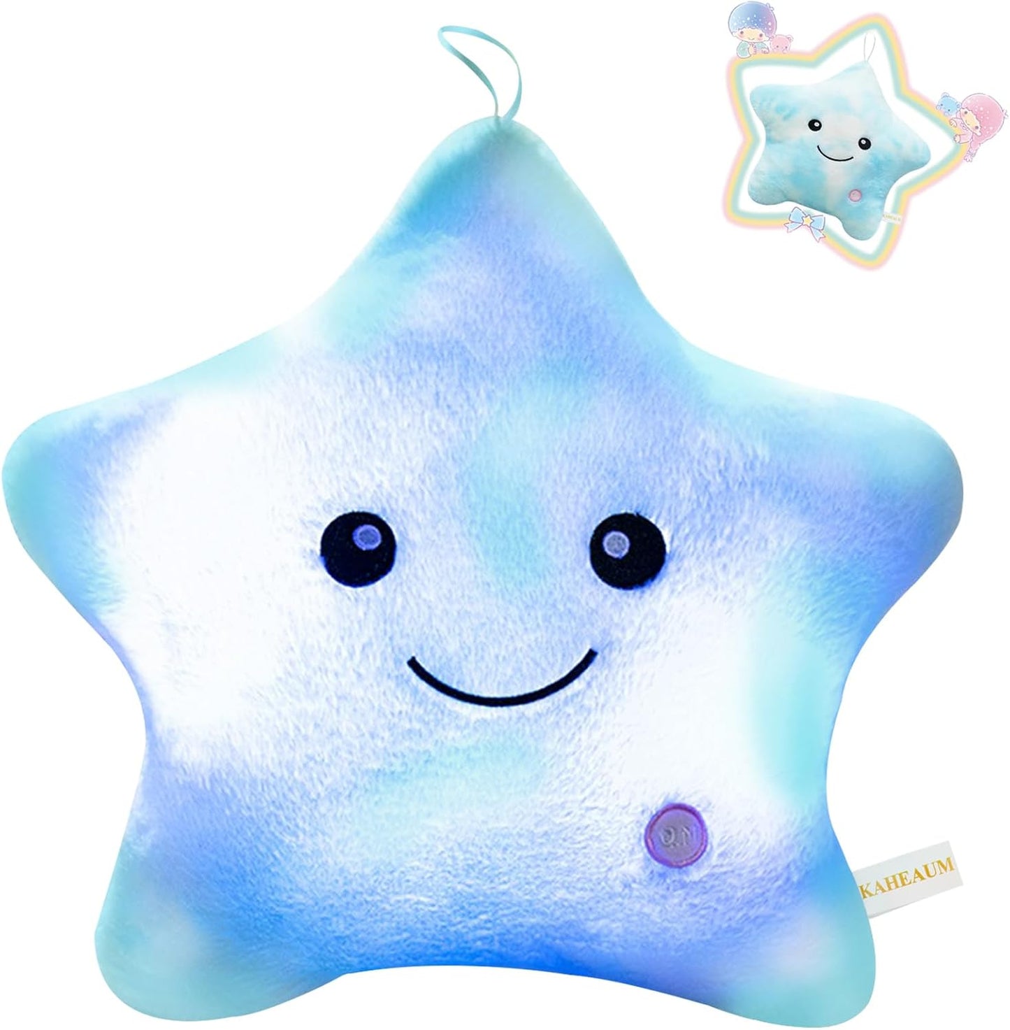 Kids Decorative Pillow,Cute Star LED Light up Pillow Gift for Girls Women Birthday Unique Throw Pillows Bedroom Couch Office Lumbar Back Cushion Purple Plush Pillow Stuffed Toy