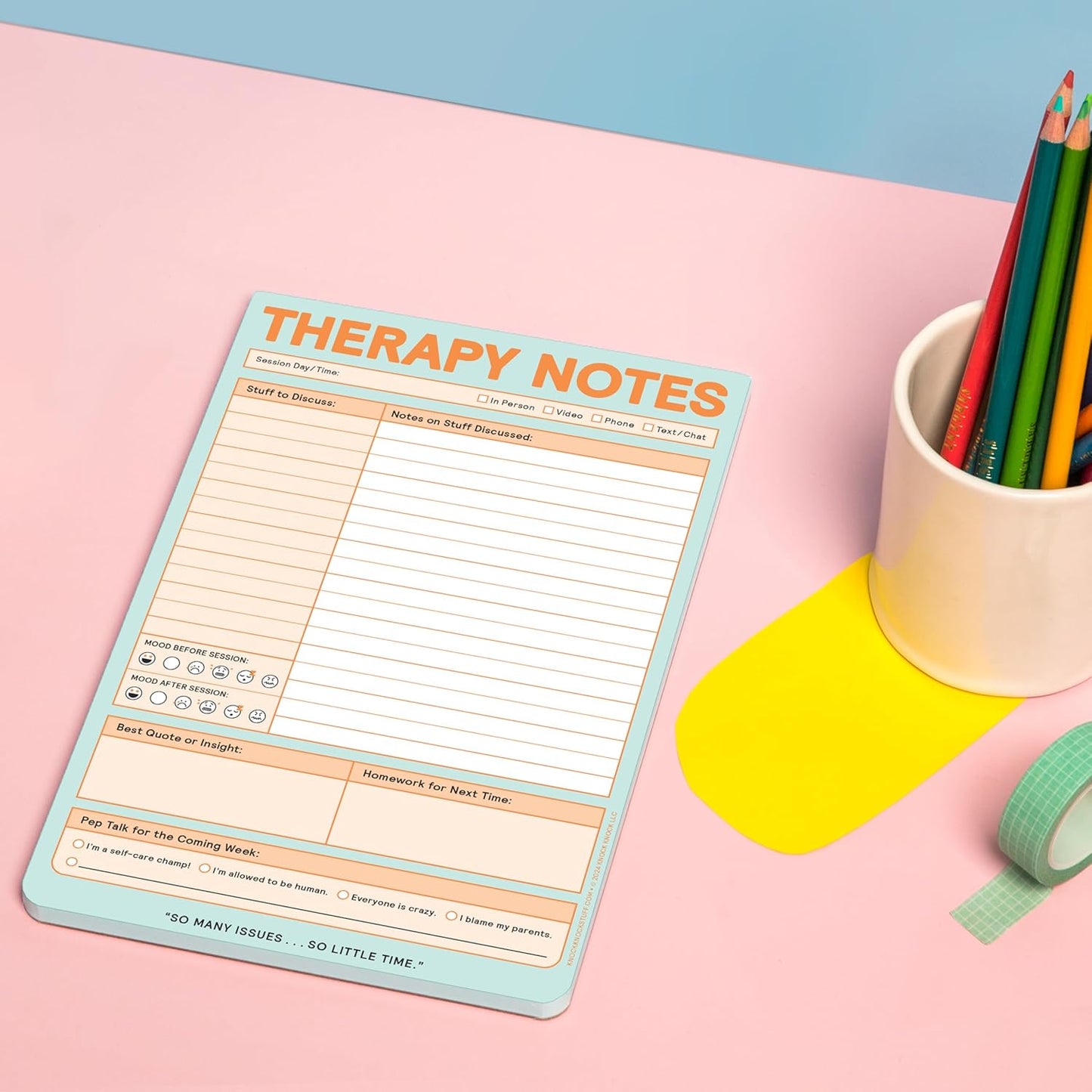 Therapy Notes Pad: Record Stuff to Discuss in Therapy + Session Notes & Discussion, 6 X 9-Inches, 12645