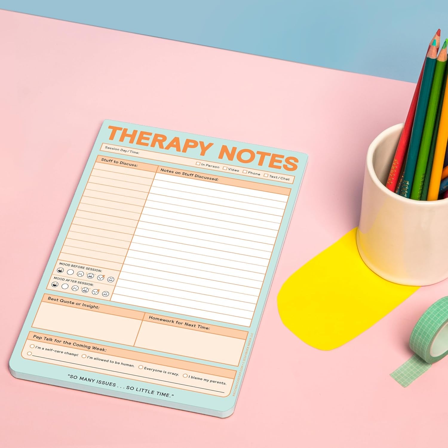 Therapy Notes Pad: Record Stuff to Discuss in Therapy + Session Notes & Discussion, 6 X 9-Inches, 12645